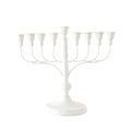 religion image of jewish holiday Hanukkah with white menorah & x28;traditional candelabra& x29; isolated over white background