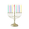 religion image of jewish holiday Hanukkah with white menorah & x28;traditional candelabra& x29; Royalty Free Stock Photo