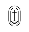 Religion line cross Vector Logo church Icon Illustration Isolated. Jesus Christ on Calvary is center christianity. God Royalty Free Stock Photo