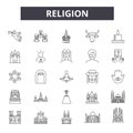 Religion line icons, signs, vector set, linear concept, outline illustration Royalty Free Stock Photo