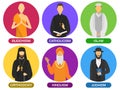 Religion ministers icons.