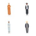 Religion people icons set cartoon vector. Various religious church leader Royalty Free Stock Photo