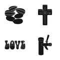 Religion, product and other web icon in black style.hippies, alcohol icons in set collection. Royalty Free Stock Photo