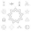 religion symbol, baha outline icon. element of religion symbol illustration. signs and symbols icon can be used for web, logo,