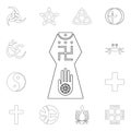 religion symbol, jainism outline icon. element of religion symbol illustration. signs and symbols icon can be used for web, logo, Royalty Free Stock Photo