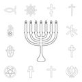 religion symbol, judaism outline icon. element of religion symbol illustration. signs and symbols icon can be used for web, logo, Royalty Free Stock Photo