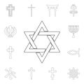 religion symbol, judaism outline icon. element of religion symbol illustration. signs and symbols icon can be used for web, logo, Royalty Free Stock Photo