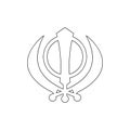 Religion symbol, Sikhism outline icon. Element of religion symbol illustration. Signs and symbols icon can be used for web, logo, Royalty Free Stock Photo