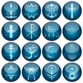 Religion Symbols Religious Glossy Blue Buttons