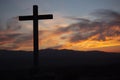 Religion theme, catholic cross and sunset