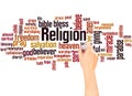 Religion word cloud hand writing concept Royalty Free Stock Photo