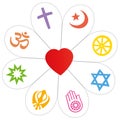 Religions Peace Flower Heart Symbol Royalty Free Stock Photo