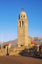 Religious architecture. Village church. Montenegro, Tivat. Ancient Church of Saint Jovan Royalty Free Stock Photo