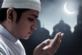 Religious asian muslim man pray