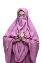 Religious asian muslim woman with niqab dress praying Royalty Free Stock Photo