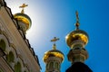 Religious background with gold domes crosses.