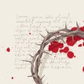 Vector banner with crown of thorns and blood drops Royalty Free Stock Photo