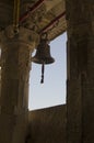 Religious bell in a window against the background of the sky Royalty Free Stock Photo