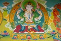 Religious Buddhist painting in the pagoda temple in Nepal Royalty Free Stock Photo