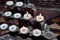 Religious candles inside of cathedral Royalty Free Stock Photo