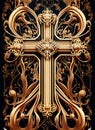 Religious, Catholic, ornamental, woven, decorative, baroque cross