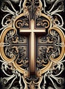 Religious, Catholic, ornamental, woven, decorative, baroque cross