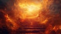 Religious Choice: Stairs for Heaven and Hell - 3D Rendering Royalty Free Stock Photo