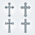 Religious Christian crosses crucifix set design. Vector illustration