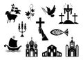 Religious christian signs and symbols. Set of icons Royalty Free Stock Photo