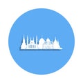 religious cityscape icon in badge style. One of Cityscape collection icon can be used for UI, UX