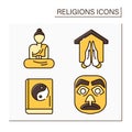 Religious color icons set