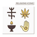 Religious color icons set