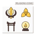 Religious color icons set