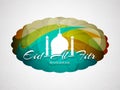 Religious colorful Eid Al Fitr mubarak card design.