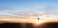 Christian wooden cross on sunrise background Royalty Free Stock Photo