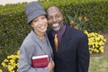 Religious Couple with Bible in garden portrait high angle view Royalty Free Stock Photo