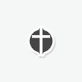 Religious cross icon. Christianity logo sticker