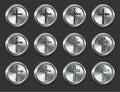 Religious Cross Icons on Metal Internet Buttons