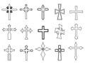 Religious cross outline icons Royalty Free Stock Photo