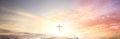 The cross of God in the rays of the sunset background Royalty Free Stock Photo