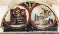 Religious decorative mural paintings painted in dry tempera at the Santa Catalina Monastery in Arequipa,