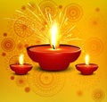 Religious diwali card beautiful diya