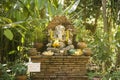 Religious elephant stone sculpture of Ganesha god in garden. Royalty Free Stock Photo