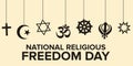 Religious Freedom Day Awareness Concept Background with All religion Signs. Abstract Freedom day backdrop