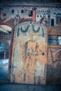 Religious fresco on a wooden panel