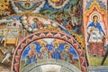 Religious frescoes representing St. Sophia and her sisters at the Rila Monastery, Bulgaria Royalty Free Stock Photo