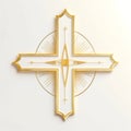 Religious gold cross, crucifix icon, generative AI.