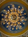 Religious Golden chandelier inside The Assumption Church in the Village of Uzundjovo