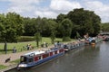 Religious group on a mission travel with their canalboats. Newbury Berkshire UK