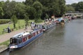 Religious group on a mission travel with their canalboats. Newbury Berkshire UK